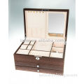 women's brown PU leather big jewelry boxes 502SA-L